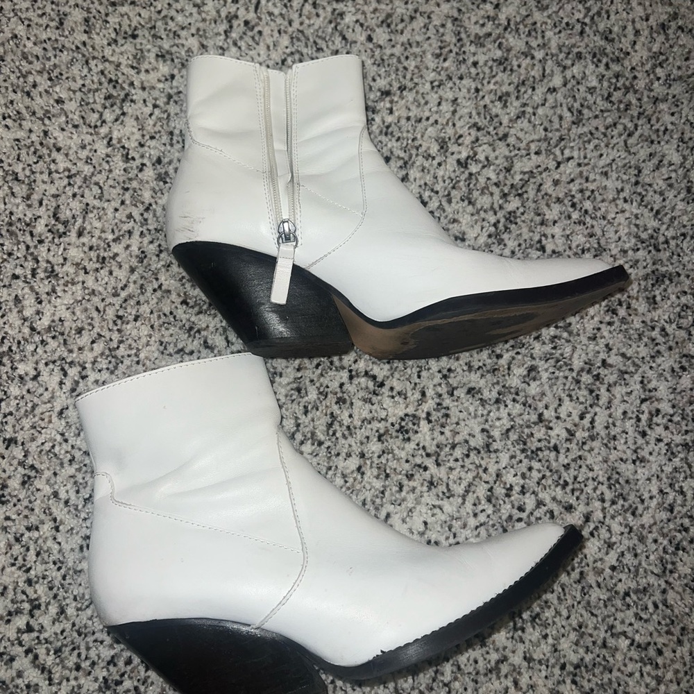 White and Black Ankle Boots with Wedge Heel